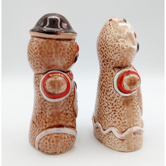 Gingerbread Man & Woman Salt And Pepper Shaker Set Japan Christmas - Picture 2 of 4